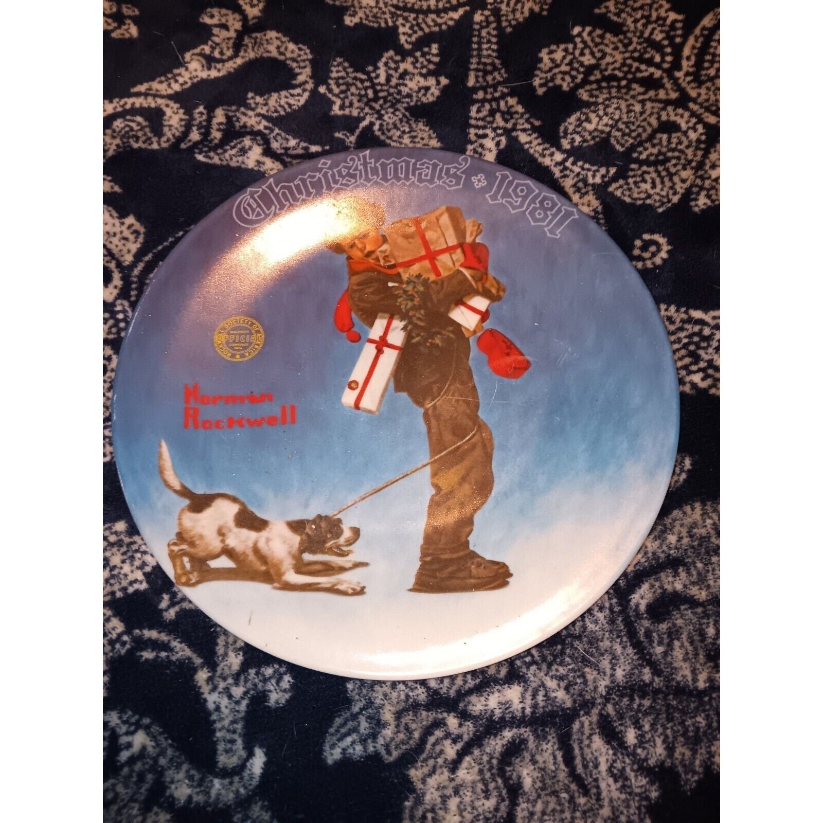 “Wrapped Up In Christmas” Plate, by Norman Rockwell, Limited Edition 3187F