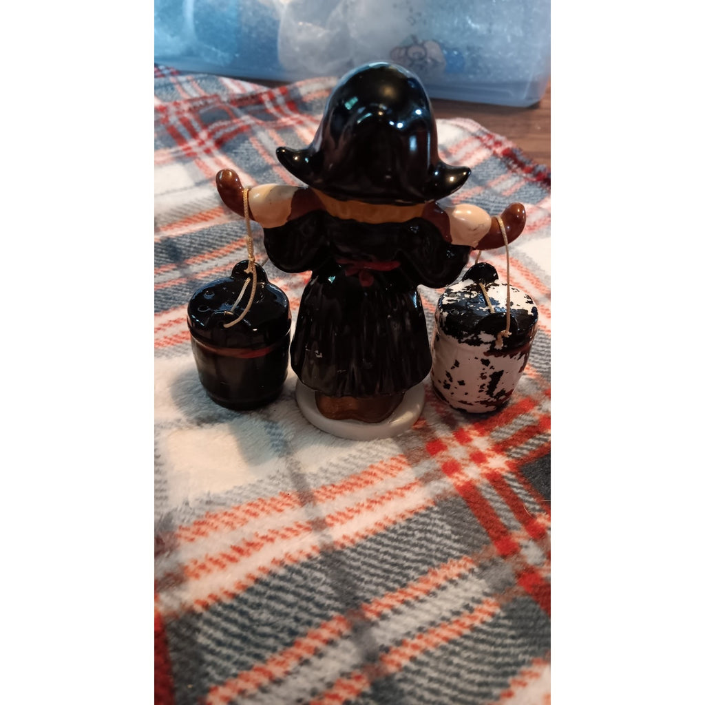 Salt And Pepper Shakers Girl Carrying Jugs Of Water Made In Japan W/corkSalt And