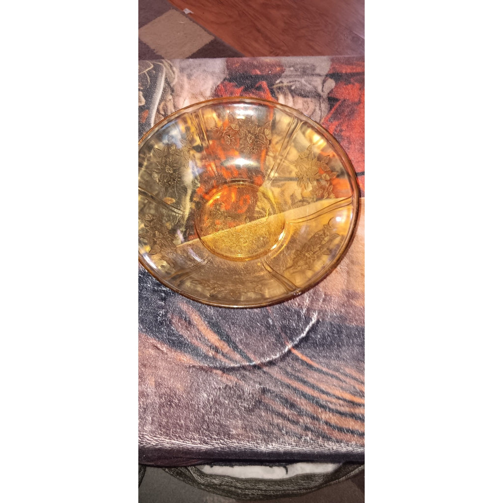 Amber Depression Glass Sharon Large Berry Bowl