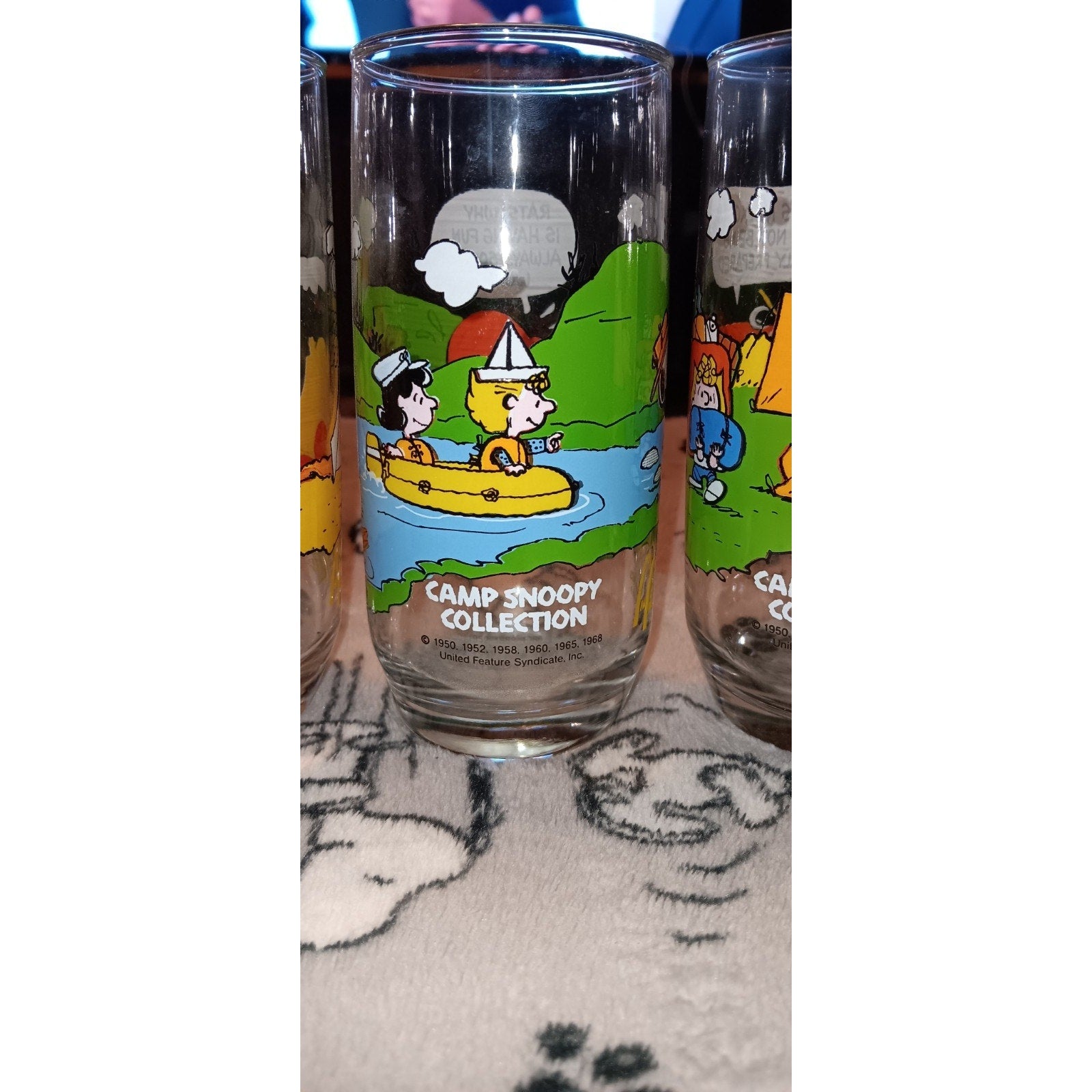 Complete Set Of (5) Vintage Camp Snoopy McDonalds Promo Glasses Nice 1983
