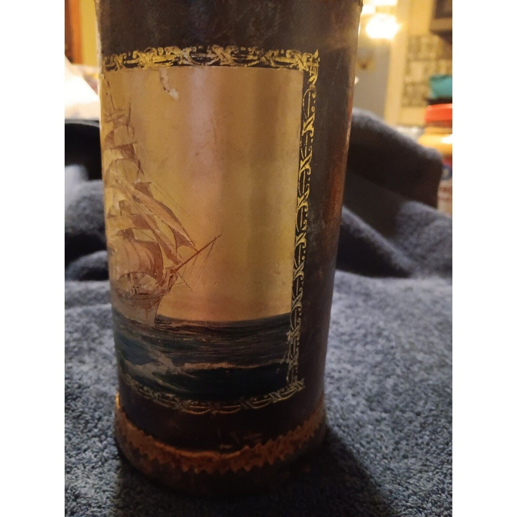o'o'o . DECORATIVE Wrapped WINE BOTTLE with SHIP . Hand Crafted Made in ITALY