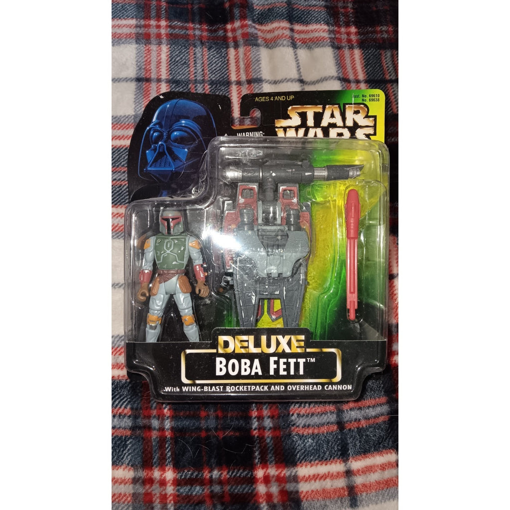 1996 Hasbro Kenner Star Wars Deluxe Boba Fett w/ Wing-Blast Rocketpack & Cannon