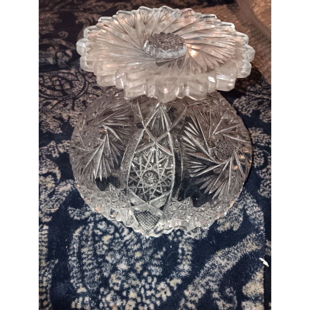 Vintage EAPG Pressed Glass Pattern of the Stars Pedestal Compote Bowl Sawtooth