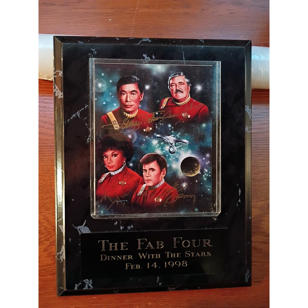 🔥 Star Trek "Fab Four" Plaque, Autographed - Doohan, Koenig, Takei, and Nichols