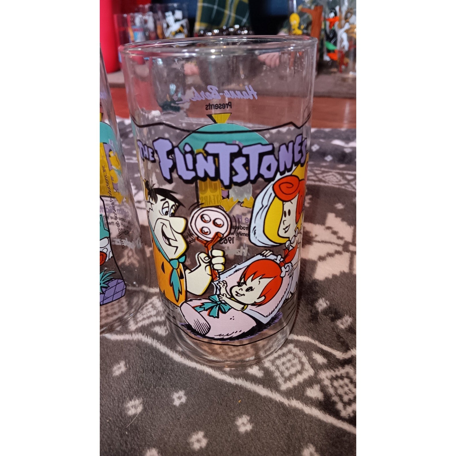 Vintage Flintstones Hardee's 1991 First 30 Years Set Of 2 Vintage Glasses