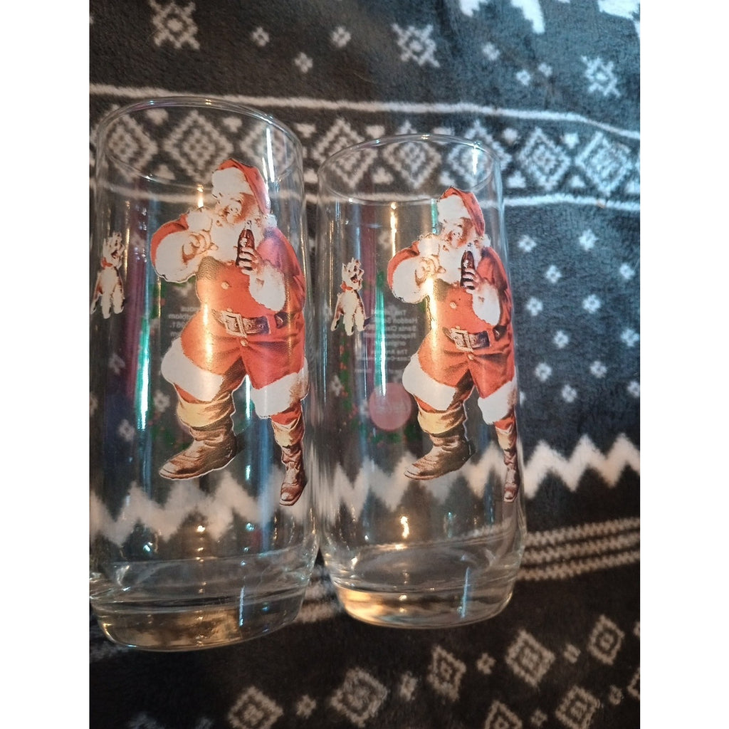 Vintage Coca Cola Santa Christmas Glass, Haddon Sundblom Santa Claus #1 of 3