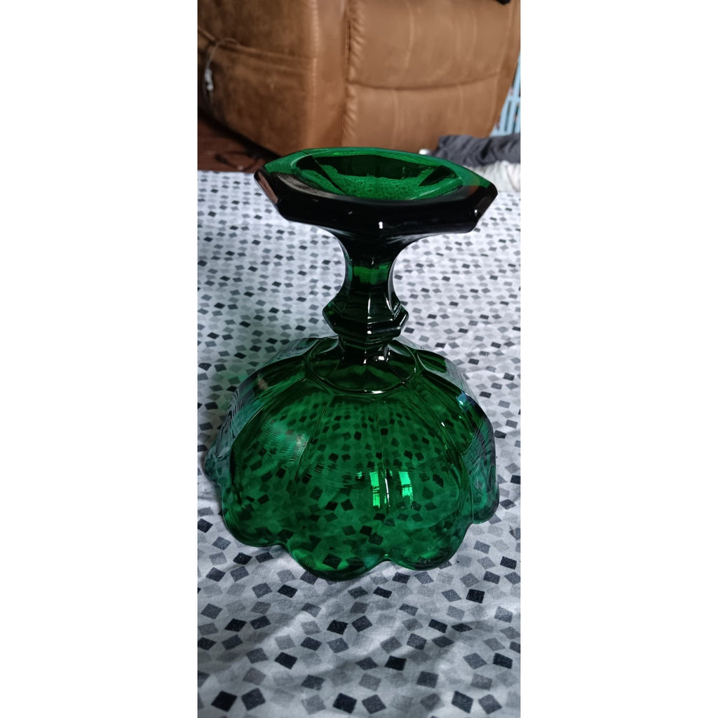 Vintage Emerald Green Glass Compote Bowl