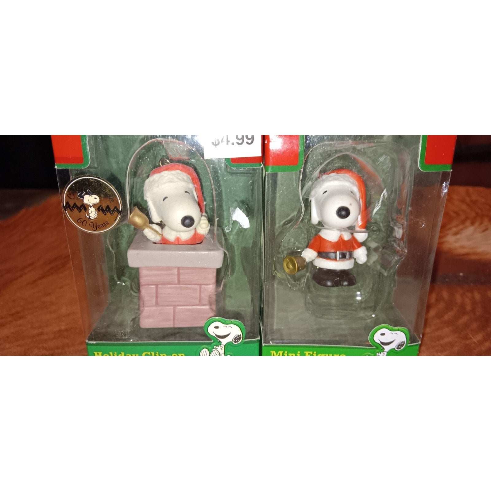 Lot VTG Peanuts SNOOPY Santa SALVATION ARMY BELL RINGER & Santa In Chimney