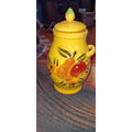 Vintage Hand Painted Yellow Jar With Fruit And Lid