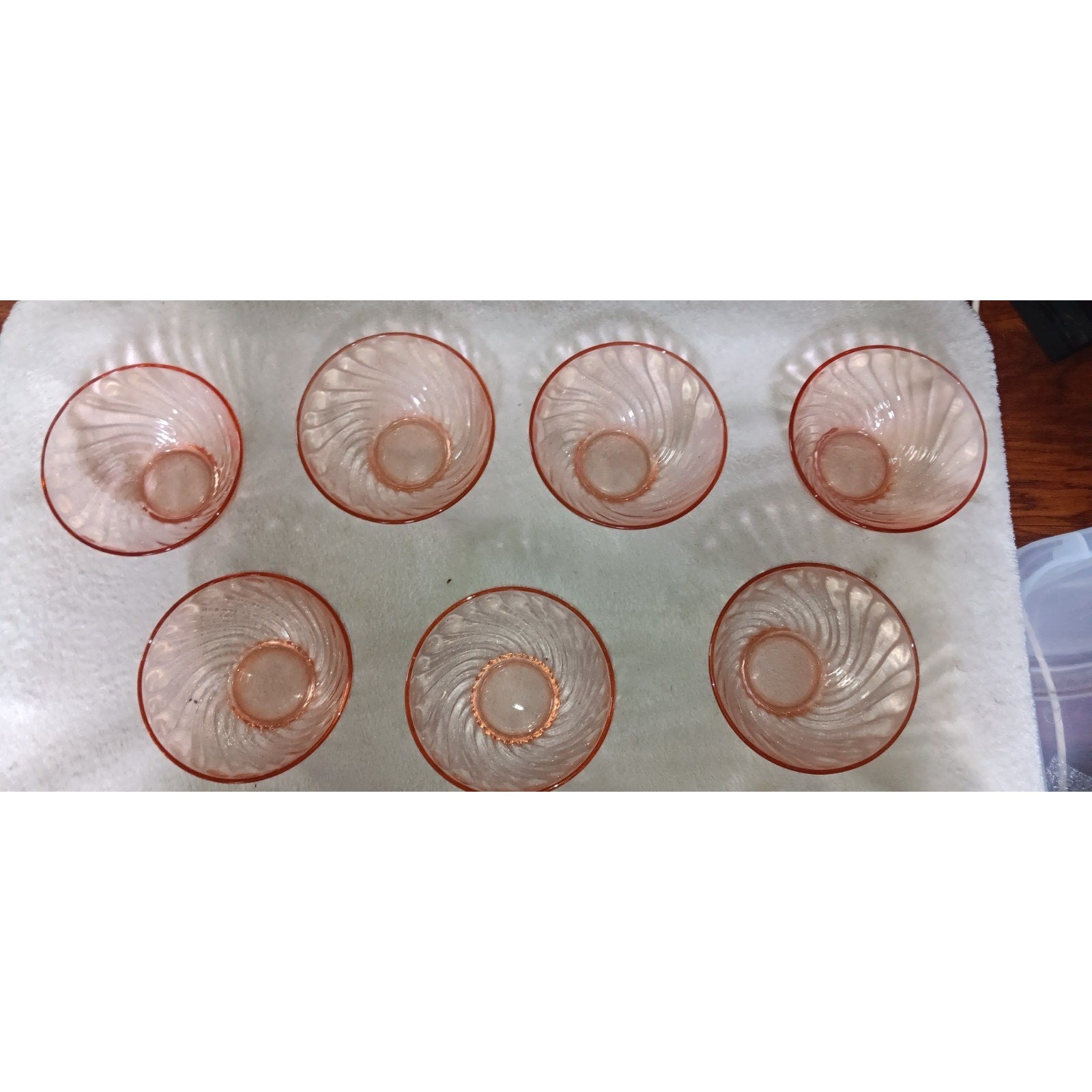 Vintage Cristal d'Arques Durrand Rosiland 7 Pink Swirl Dessert/ Cereal Bowls
