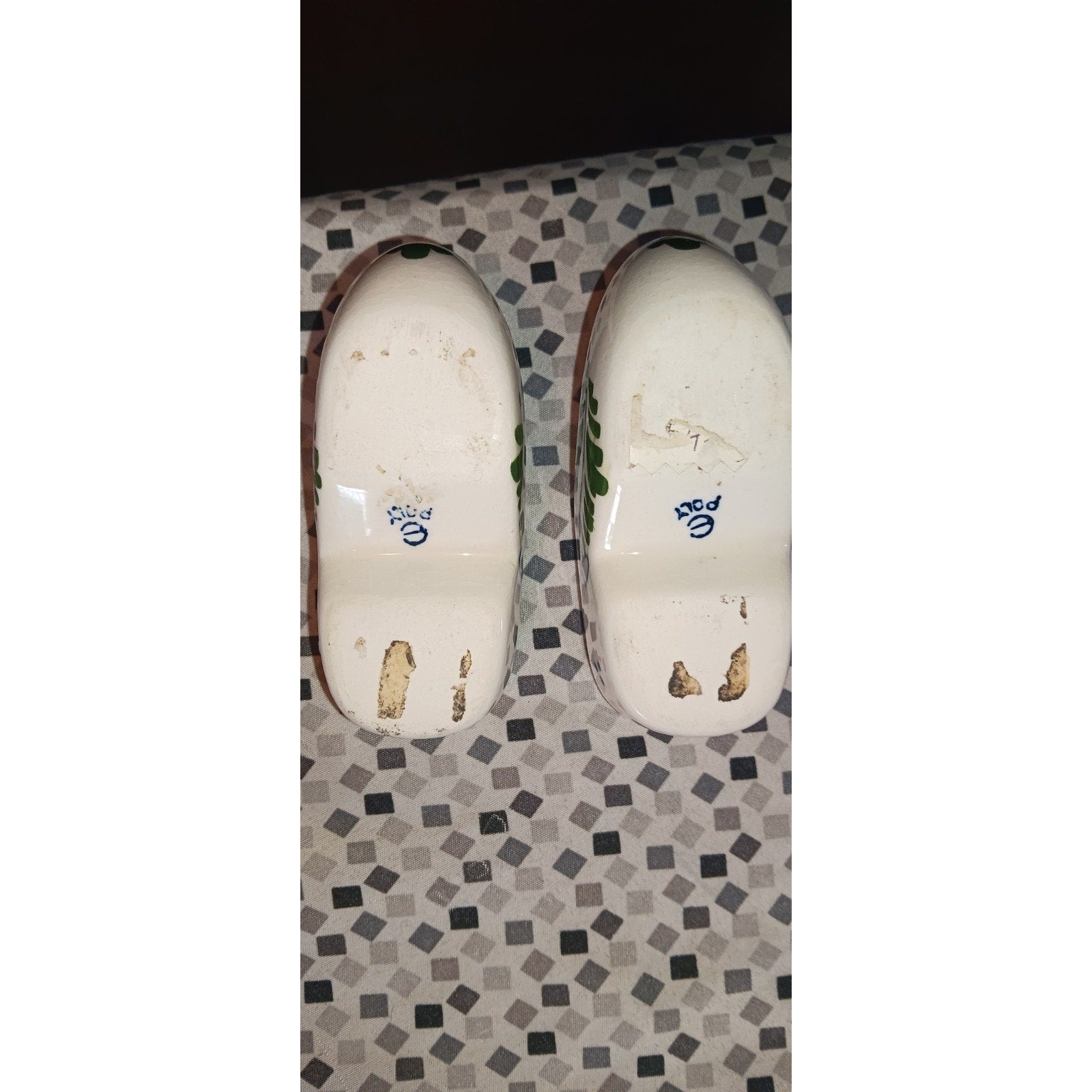 Mini Dutch Delft Clog Ashtray Shoes Holland Hand Painted Windmill Ceramic 3" VTG