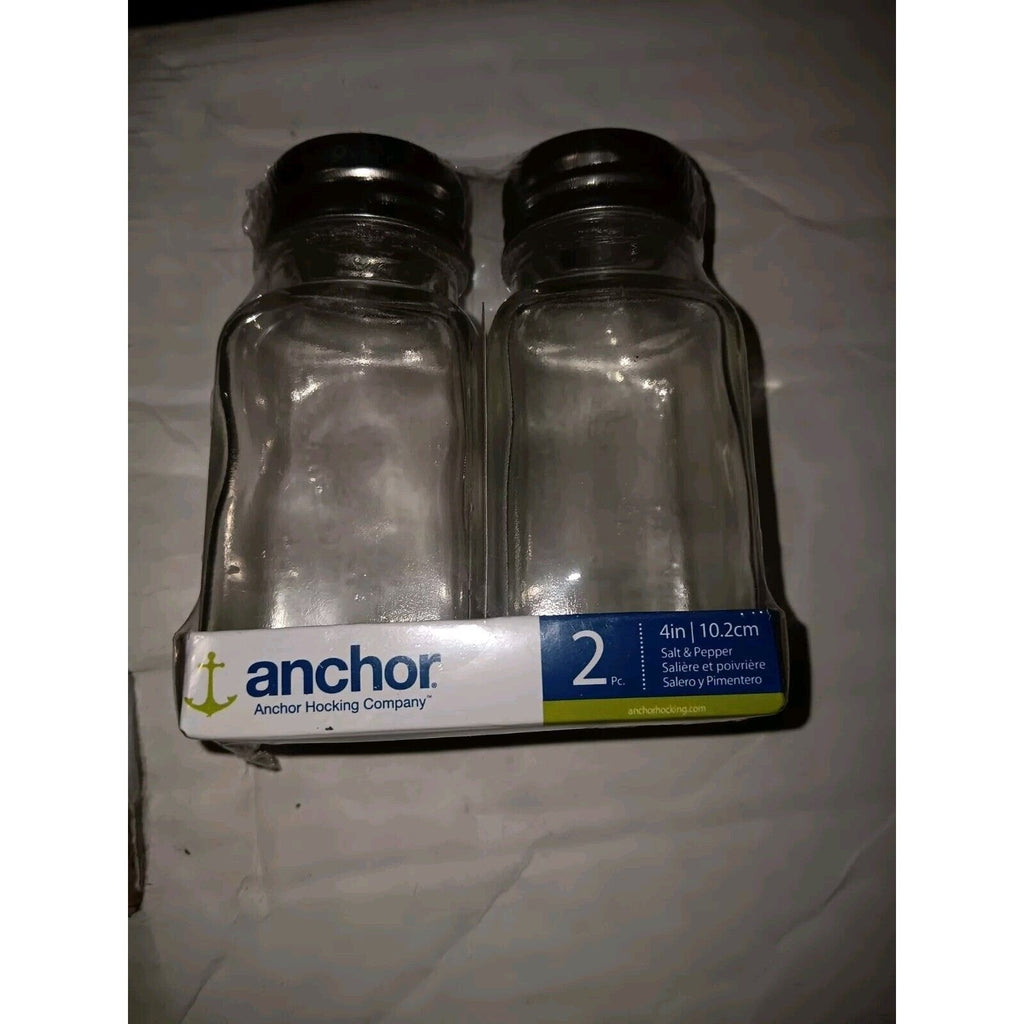Anchor Hocking Clear Glass Salt & Pepper Shakers 4' Tall New