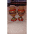 Mexico Handcrafted Wooden Red/Black Salt & Pepper Shakers Vintage
