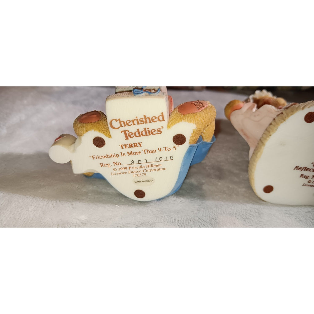Lot Of 3 Cherished Teddies Figurines Terry, Collette, And Chad In Great Shape