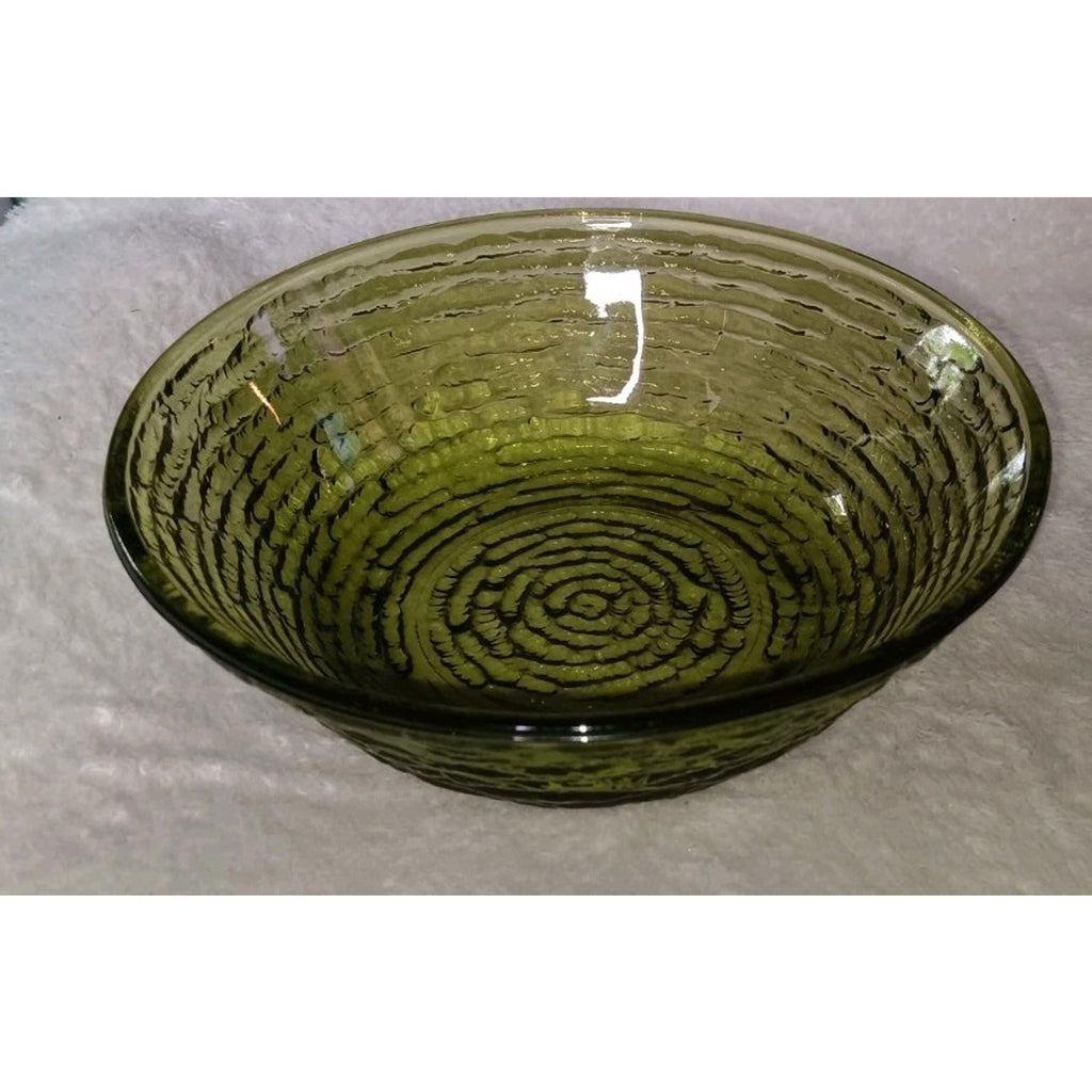 Vtg Anchor Hocking Glassware Avocado Green Soreno 6" Cereal Bowl