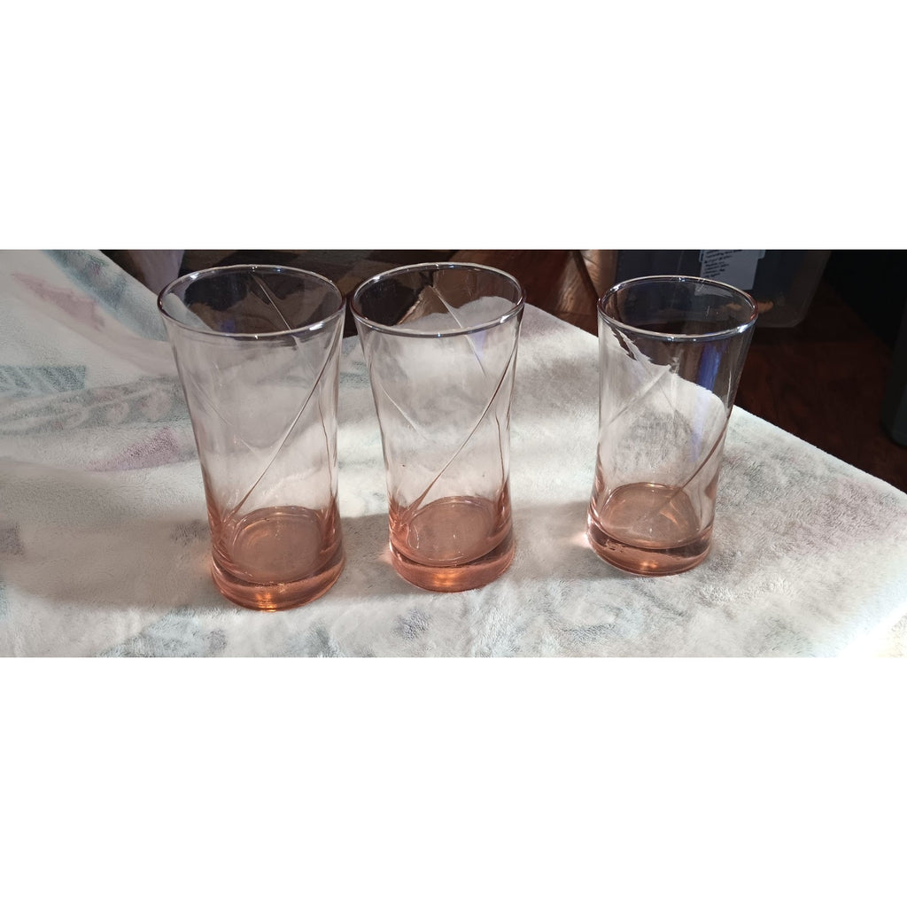 Pink Depression Glass Tumblers Pink Swirl