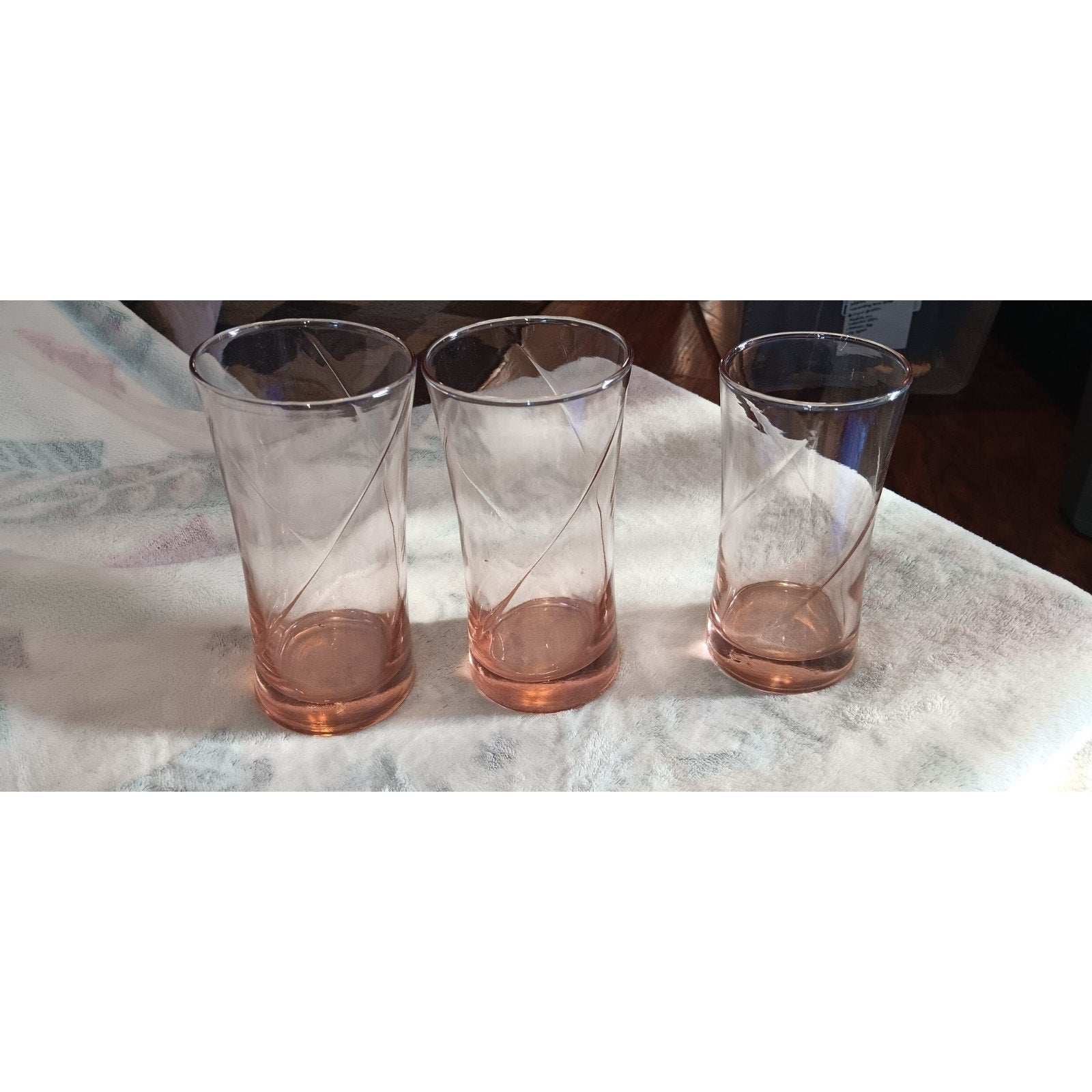 Pink Depression Glass Tumblers Pink Swirl