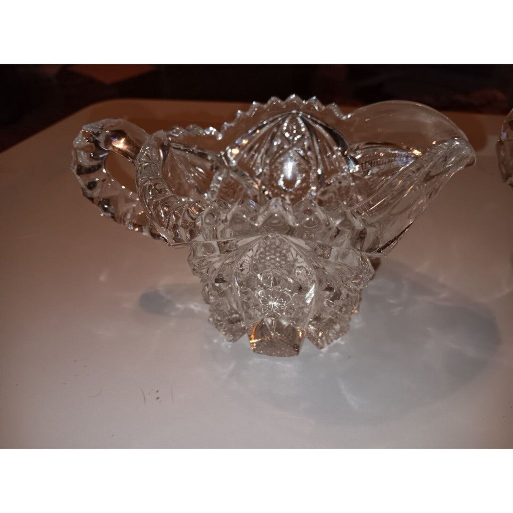 Imperial Glass Creamer and Sugar Set Pattern Number 526 Heavy Sawtooth Edge