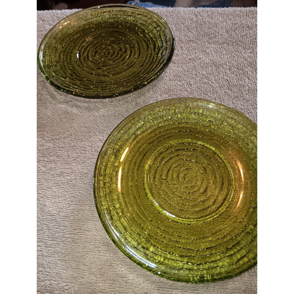 Vintage MCM Anchor Hocking Sorento saucers (Set Of 4) Avocado Green
