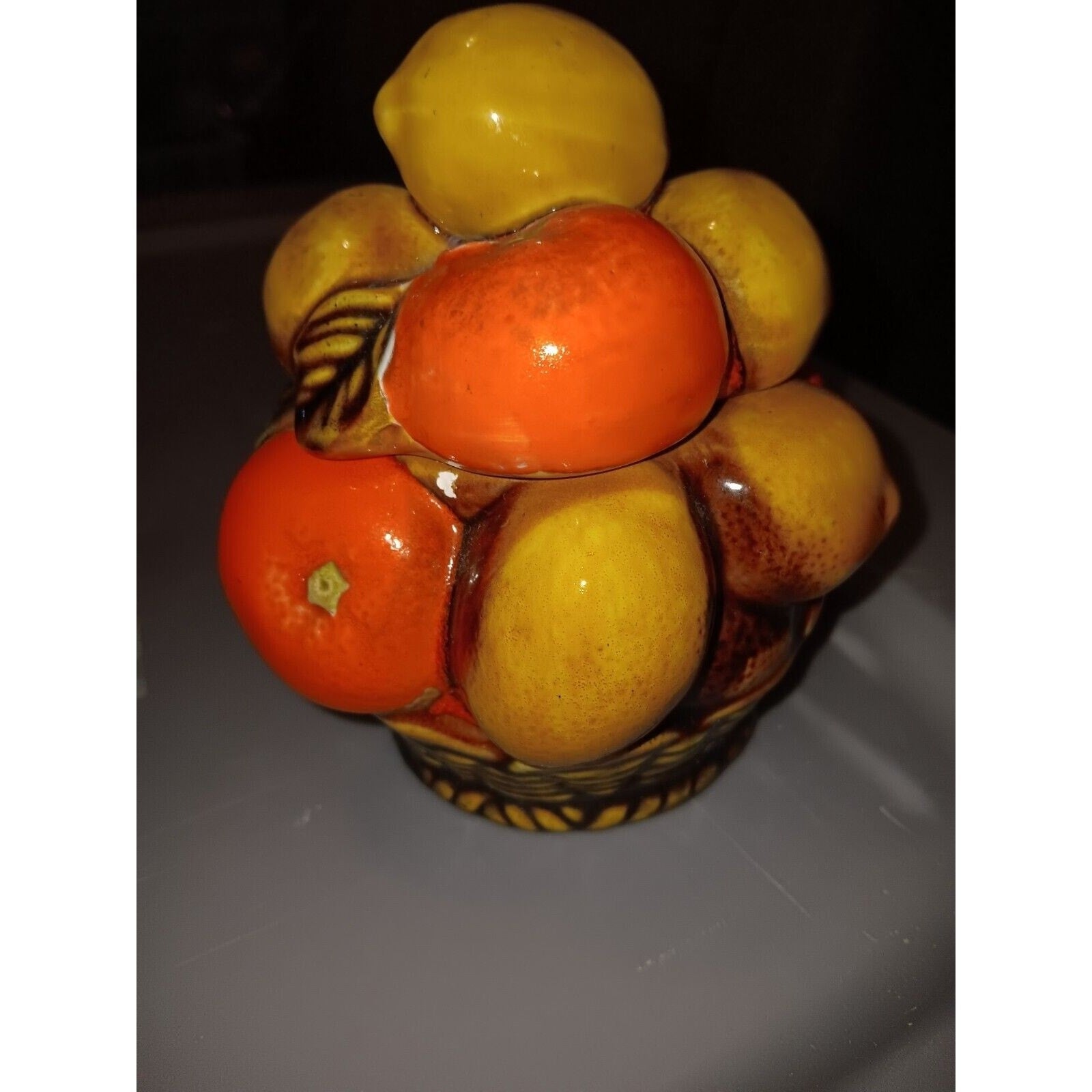 Vintage Inarco Japan E3355 Orange Spice Fruit Basket Canister Pristin Small