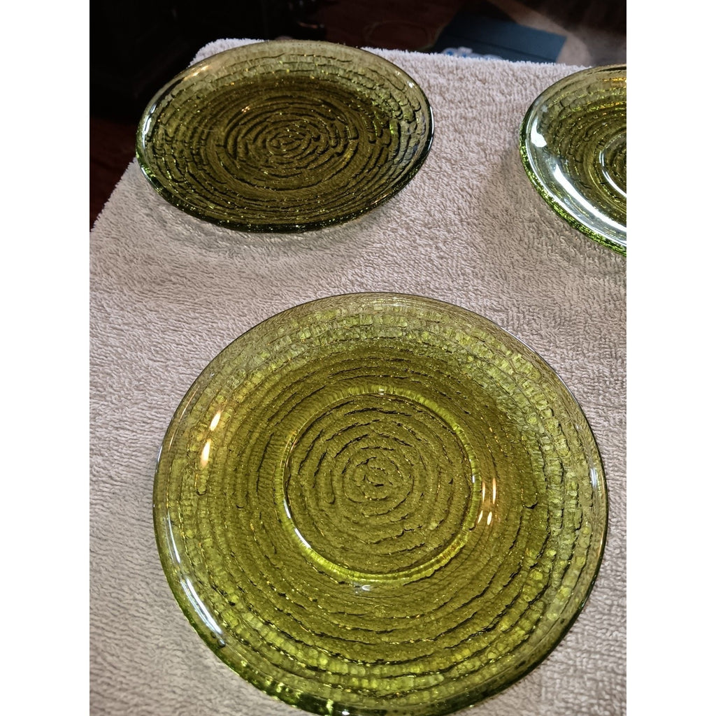 Vintage MCM Anchor Hocking Sorento saucers (Set Of 4) Avocado Green