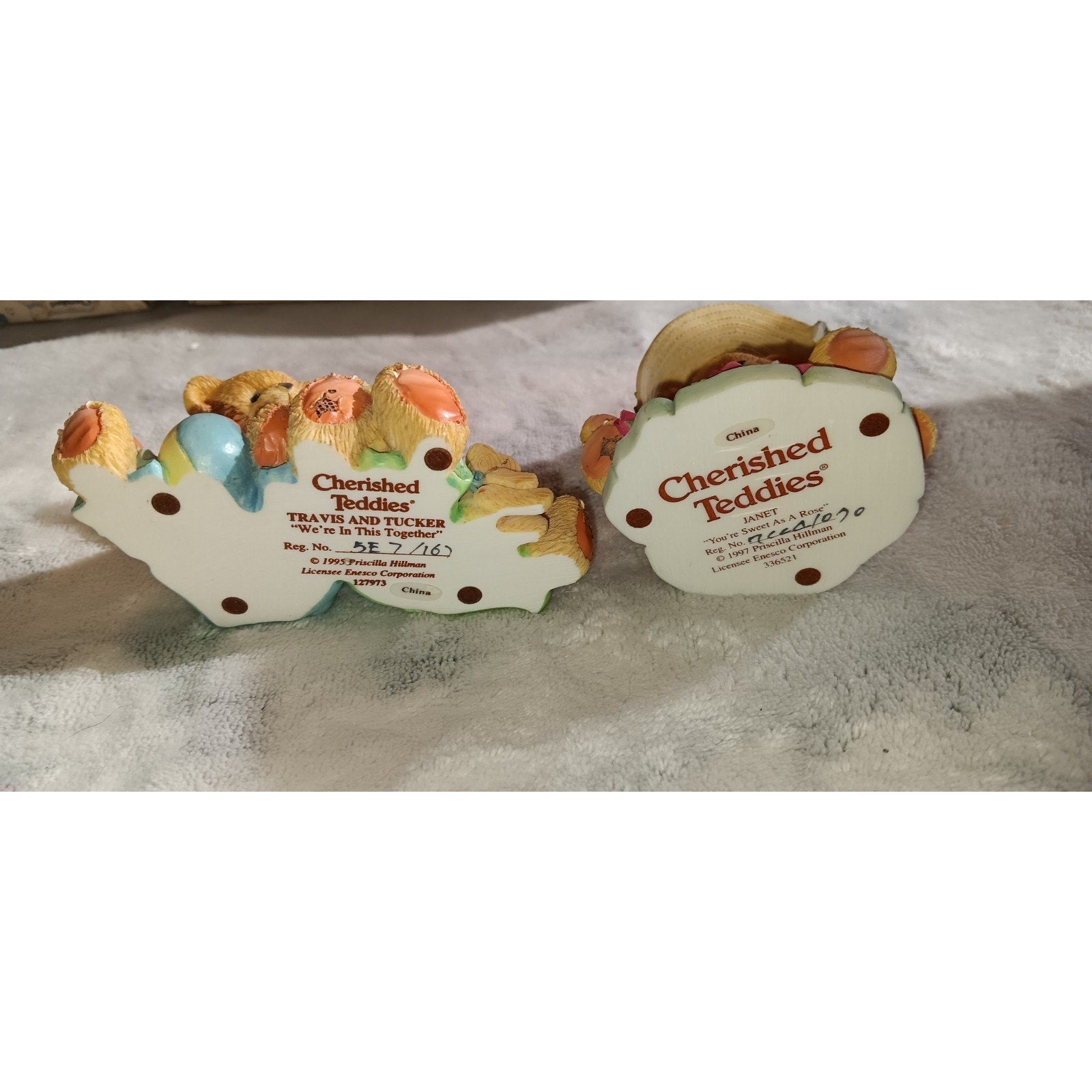 Vintage Cherished Teddies Lot 3-camille, Travis And Tucker, And Janet. W/Boxes