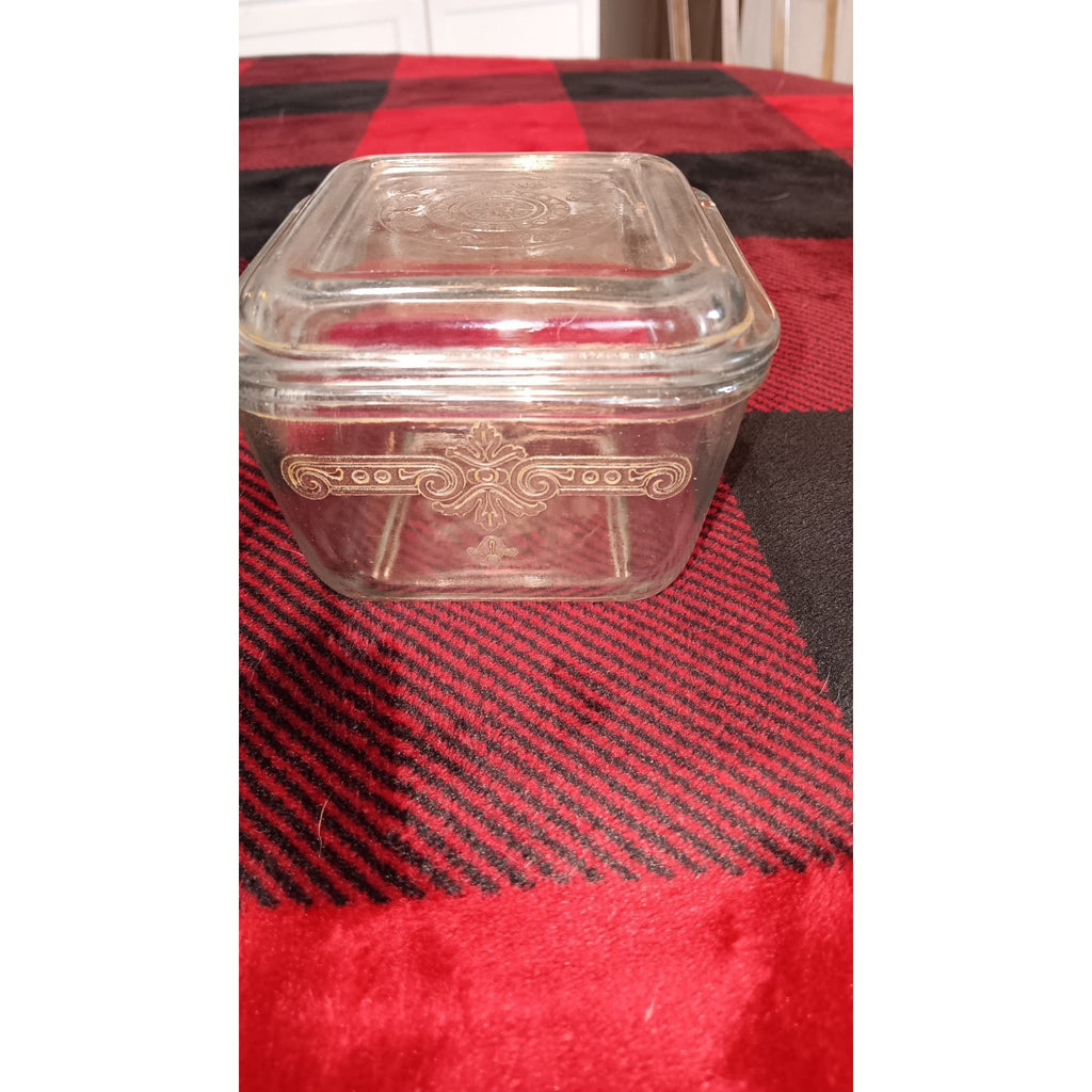 Vintage Fire King Clear Glass Refridgerator Dish w/ Lid