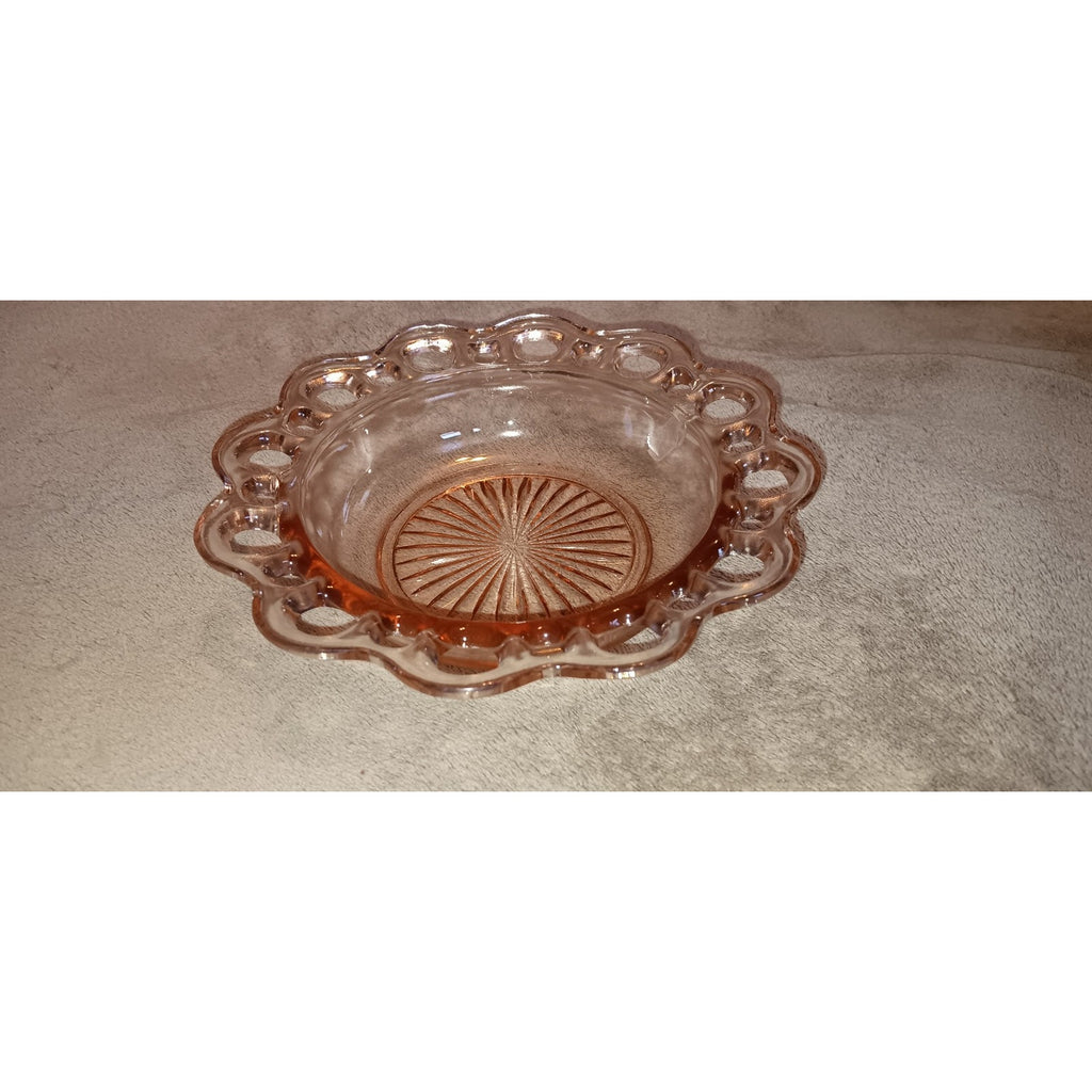 Anchor Hocking Depression Glass Pink Lace Edge (Old Colony) 6 3/4” Bowl