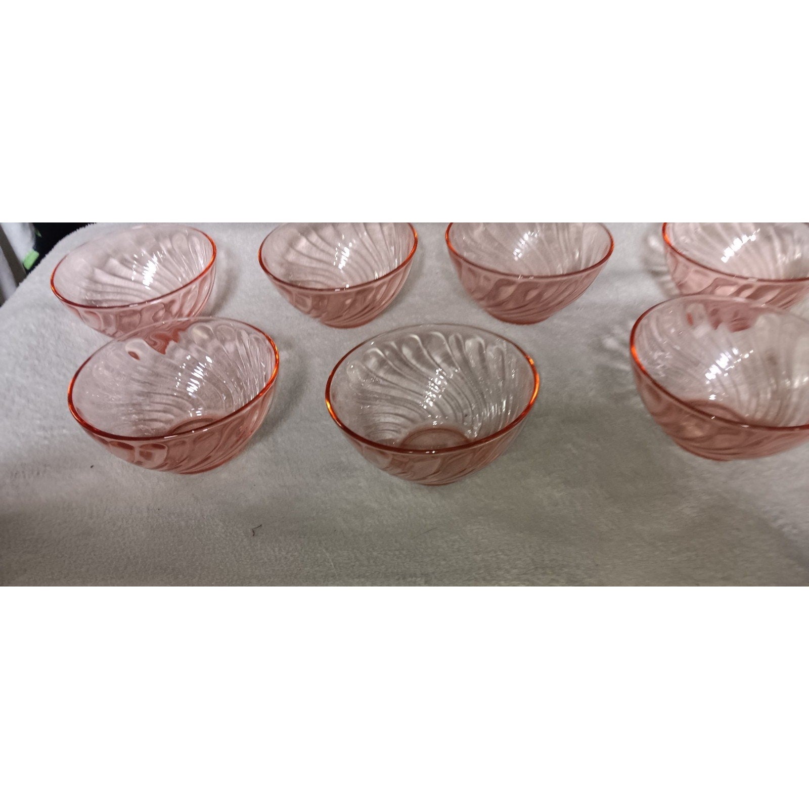 Vintage Cristal d'Arques Durrand Rosiland 7 Pink Swirl Dessert/ Cereal Bowls
