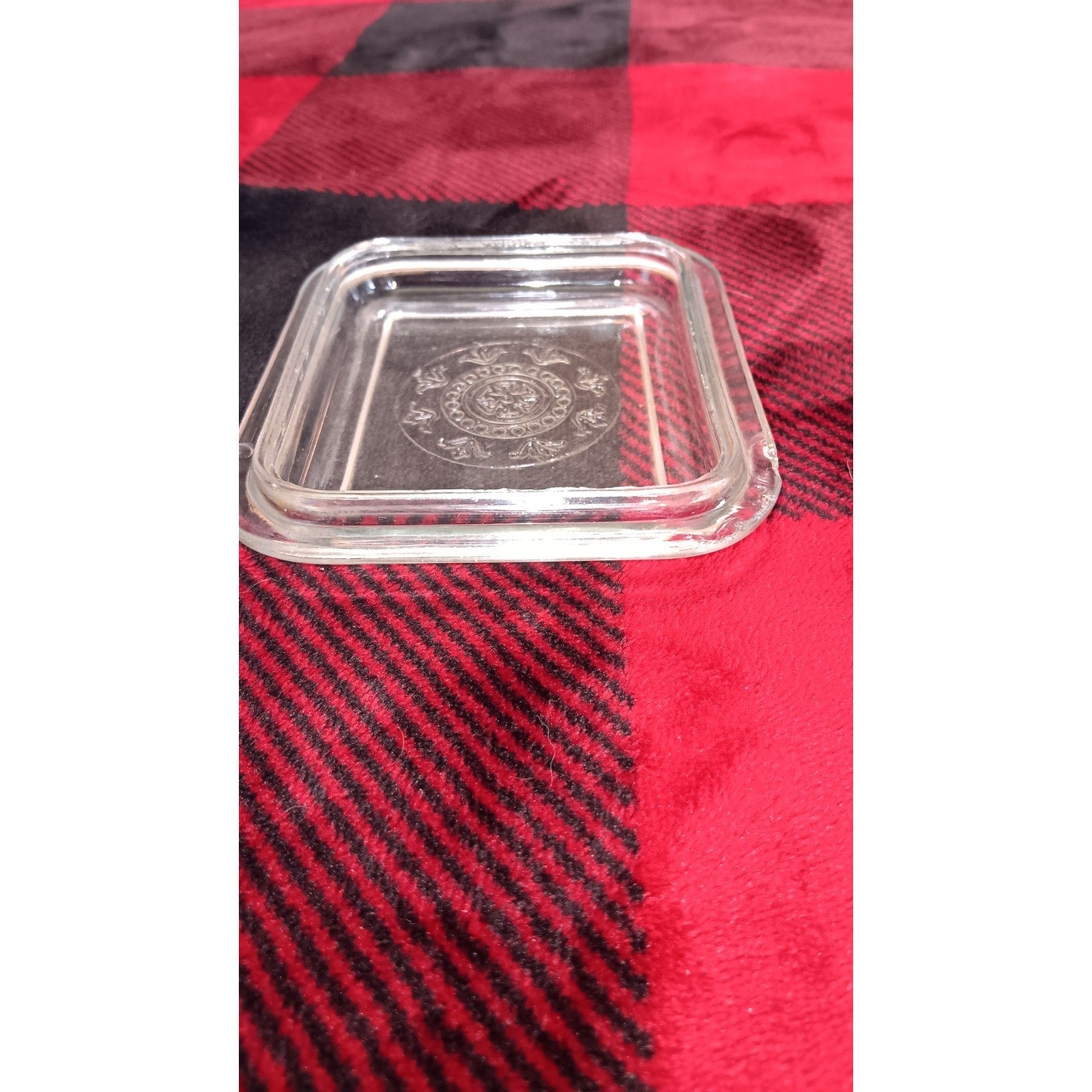 Vintage Fire King Clear Glass Refridgerator Dish w/ Lid