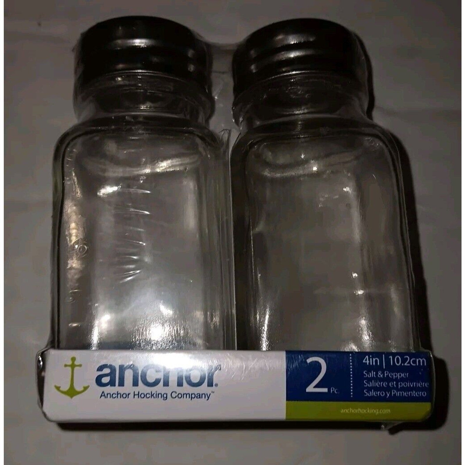Anchor Hocking Clear Glass Salt & Pepper Shakers 4' Tall New