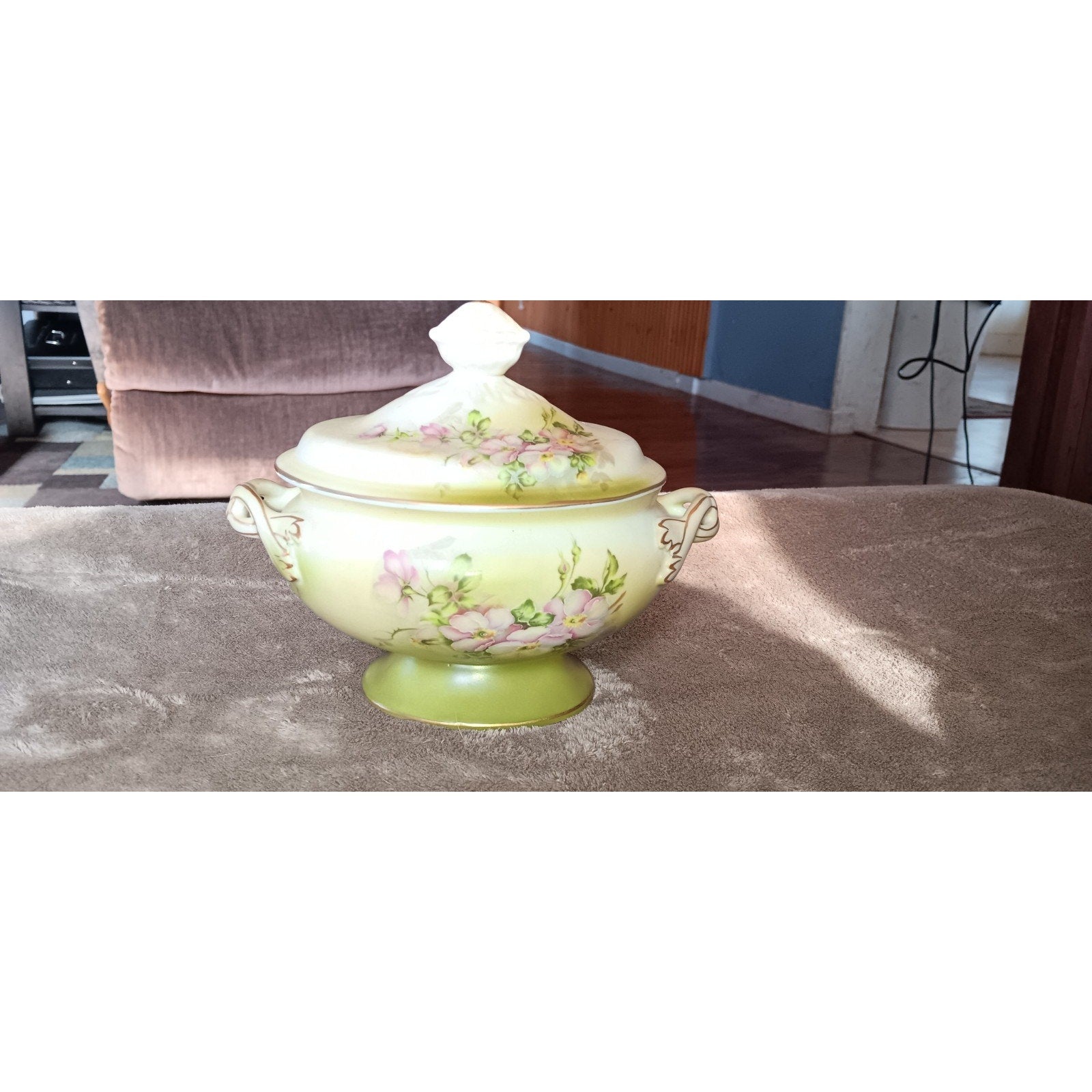 Gorgeous Antique Hand Painted Nippon Porcelain BOWL w/ LID Floral Tureen