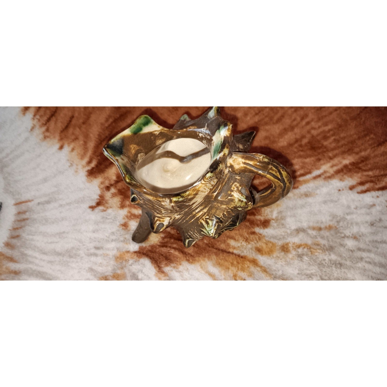 Vintage Japanese Majolica Creamer (or for Milk)~for Vintage Ceramic Conch Shell