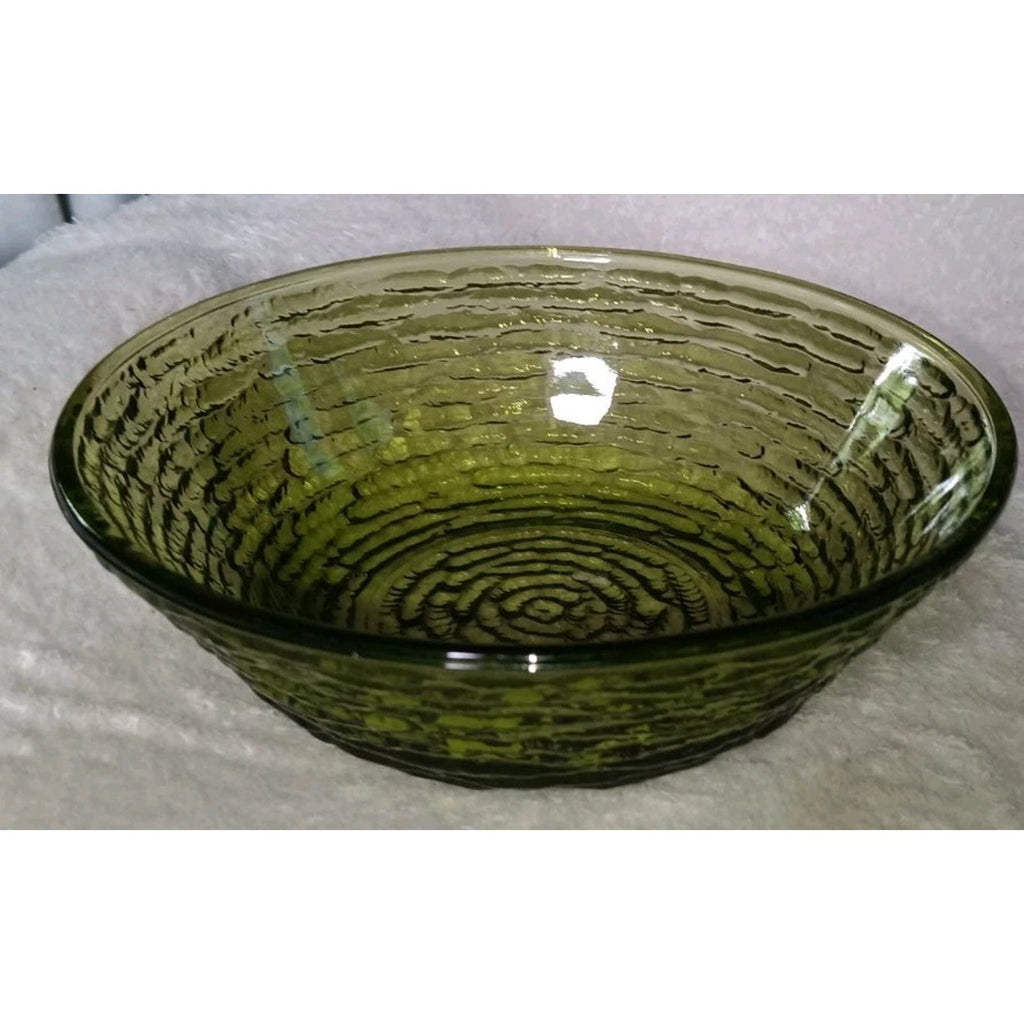Vtg Anchor Hocking Glassware Avocado Green Soreno 6" Cereal Bowl
