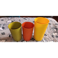 Tupperware Harvest Colors Set of 2 #1320 Juice Cups & One 873 Yellow Tumbler