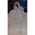 Blown Art Glass White Speckle Halloween Thanksgiving Pumpkin 5” X 4.5”