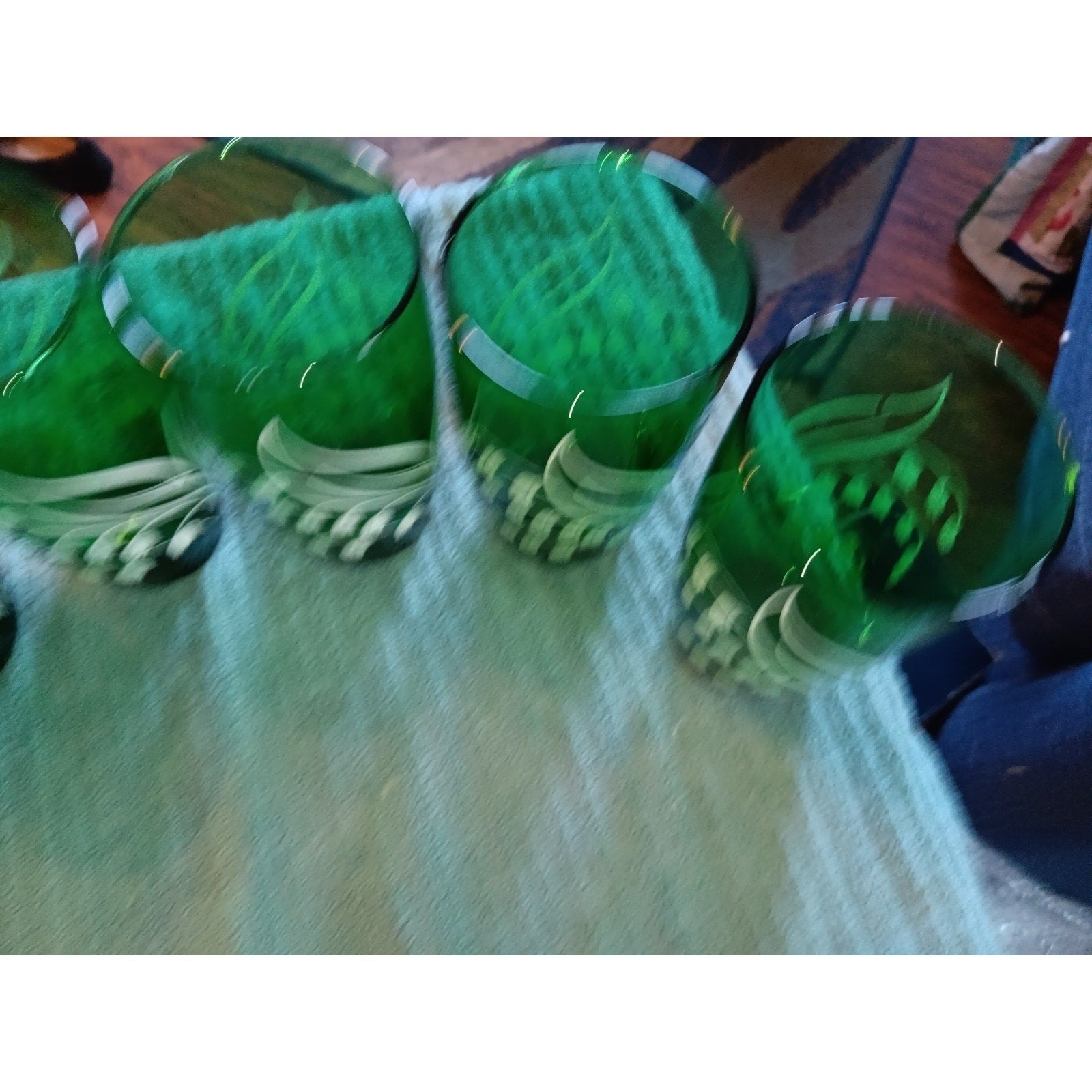 Set of 8 MCM Anchor Hocking Lily of the Valley Green Tumblers Glasses
