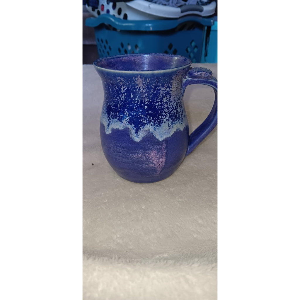 Handmade Ceramic Pottery Mug with Blue/Purple Drip Glaze
