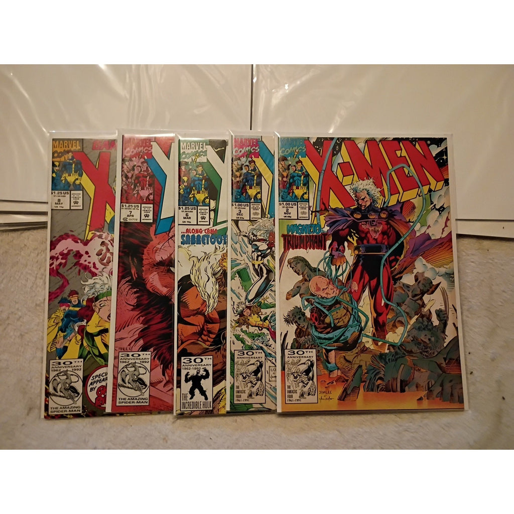 x-men comic book lot marvel 1991 #2,3,6,7,8 Magneto Ghost Rider Gambit Vf To NM