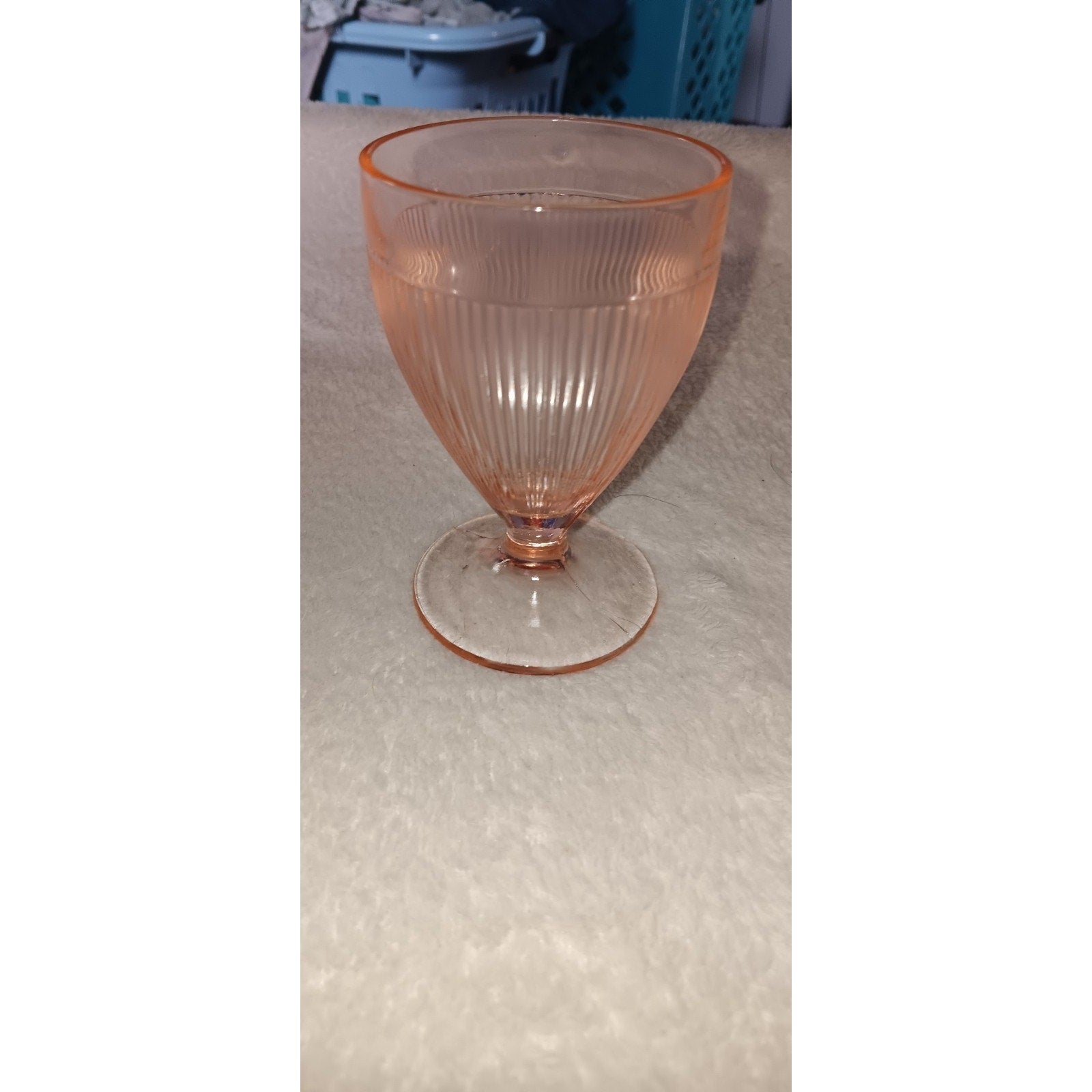 Homespun Pink Footed Juice Tumbler Jeanette Depression Glass Vintage