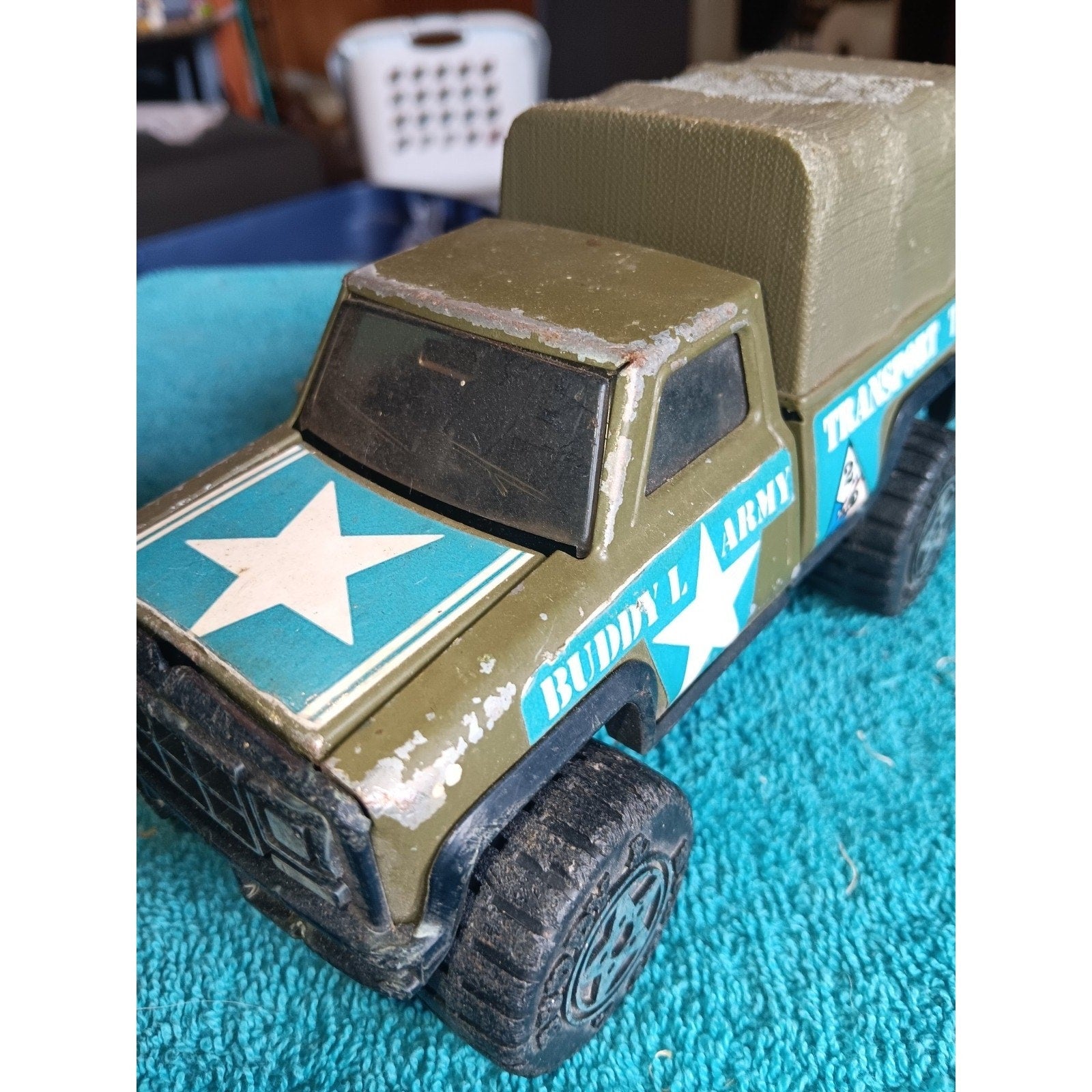 VINTAGE ORIGINAL BUDDY "L" T-5278 ARMY TRANSPORT TOY TRUCK!