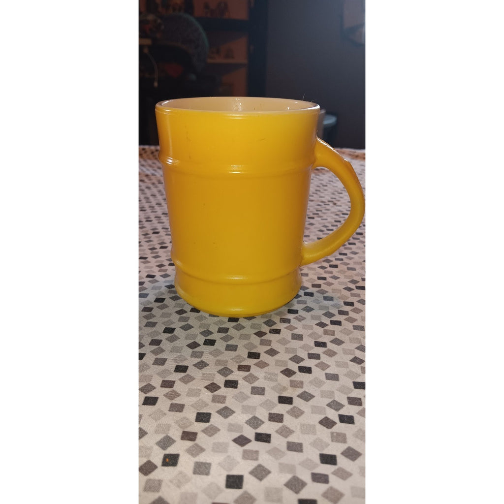 Fire King Anchor Hocking Yellow Ranger Barrel Coffee Cup Mug Vintage 1970s