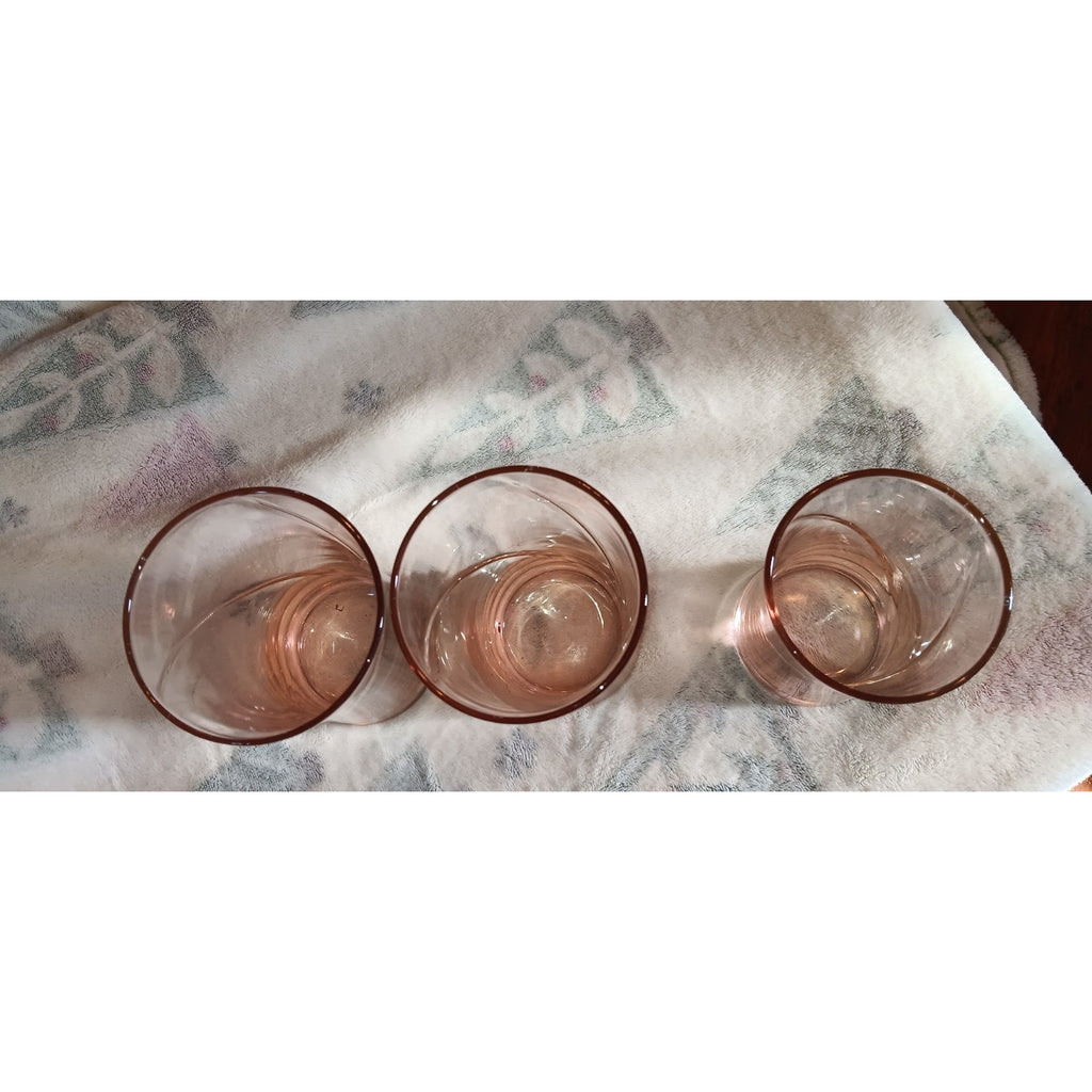 Pink Depression Glass Tumblers Pink Swirl