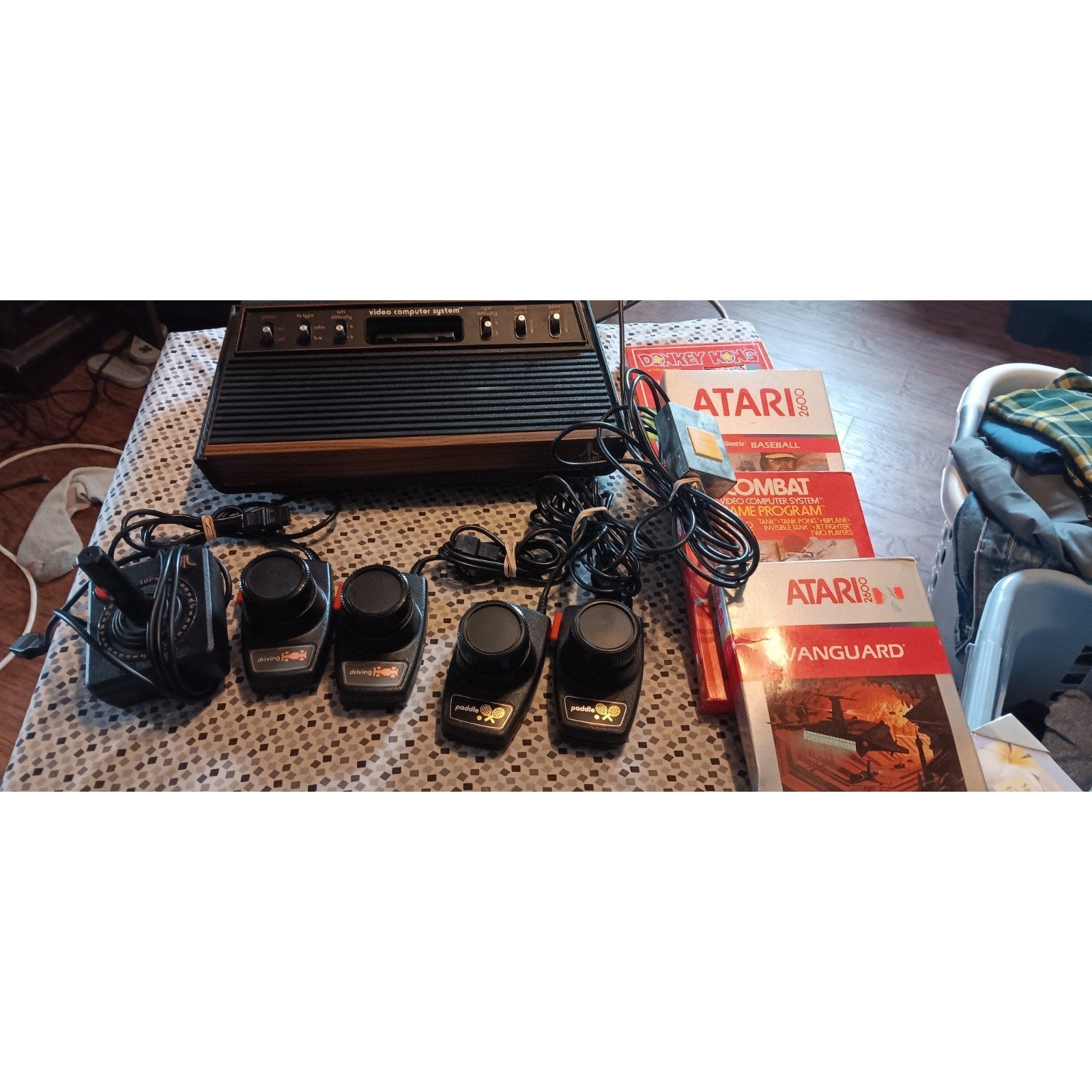 ATARI CX-2600 CONSOLE WITH GAMES AND ACCESSORIES