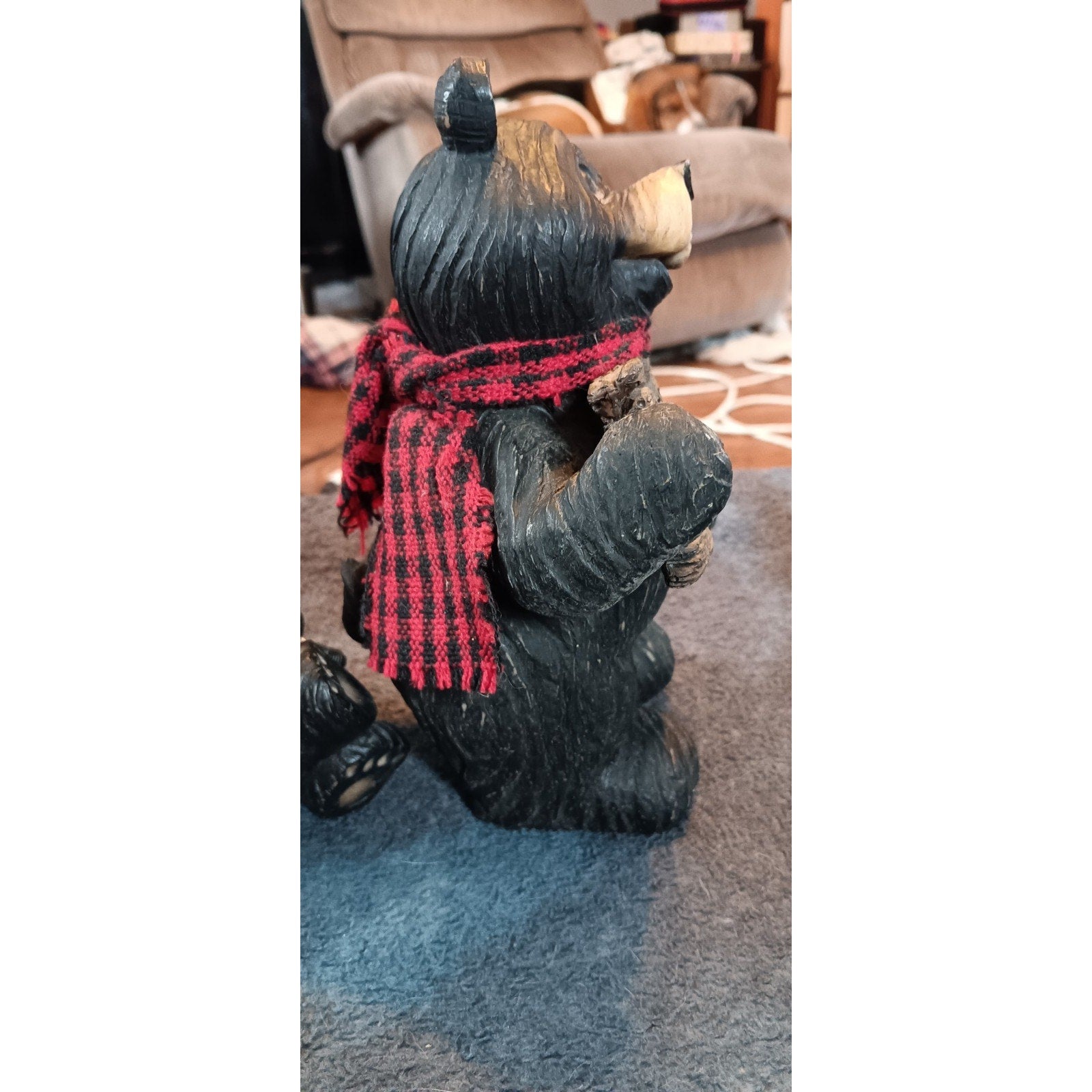 Black Bear Resin Figures Lot of 3 Fish Basket, Welcome Decor, Happy Bear Decor