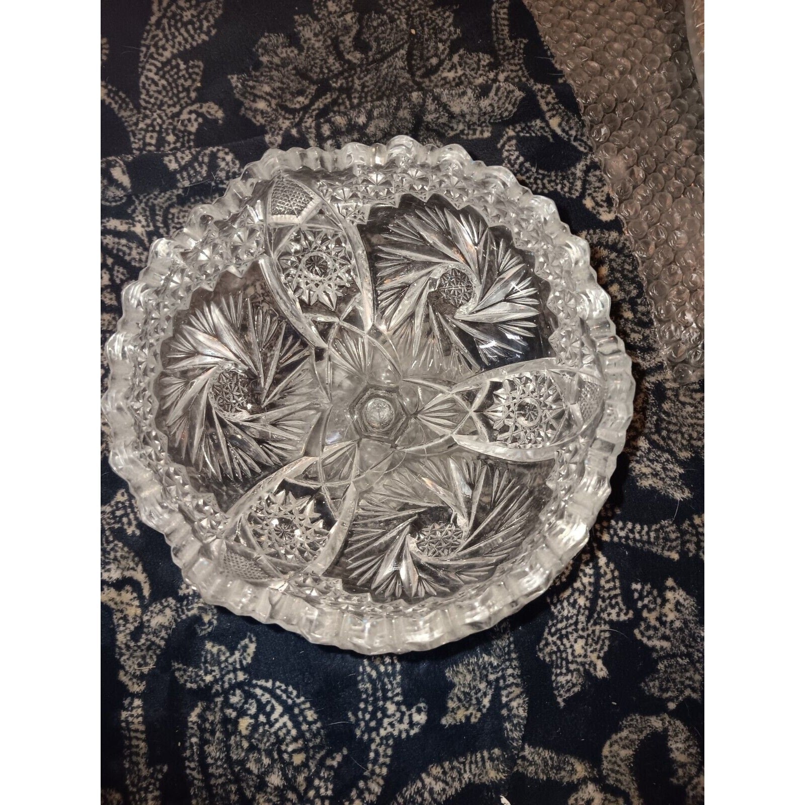 Vintage EAPG Pressed Glass Pattern of the Stars Pedestal Compote Bowl Sawtooth