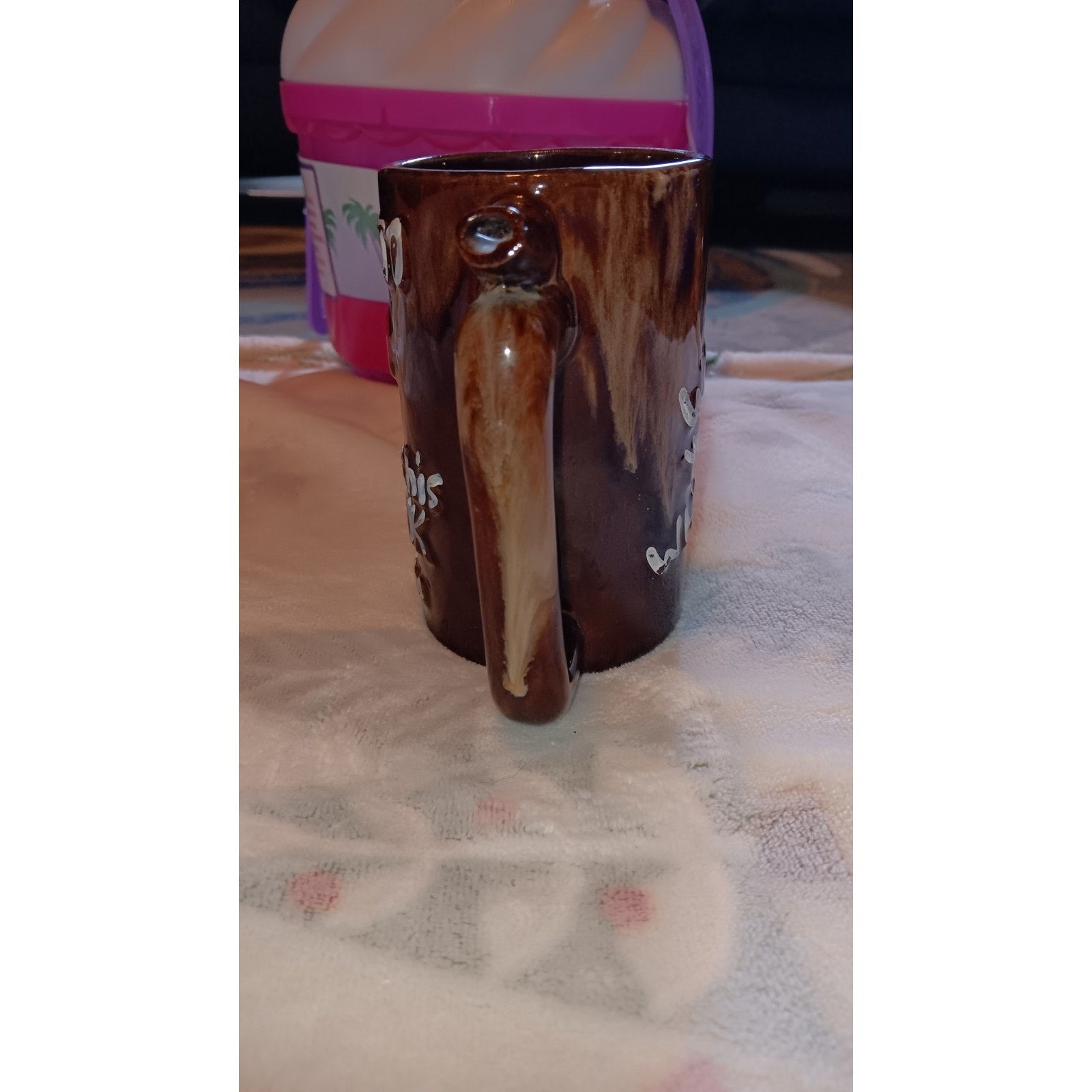 Vintage Brown Drip Glaze Ceramic Novelty Beer Mug - Went To P Wet Your Whistle