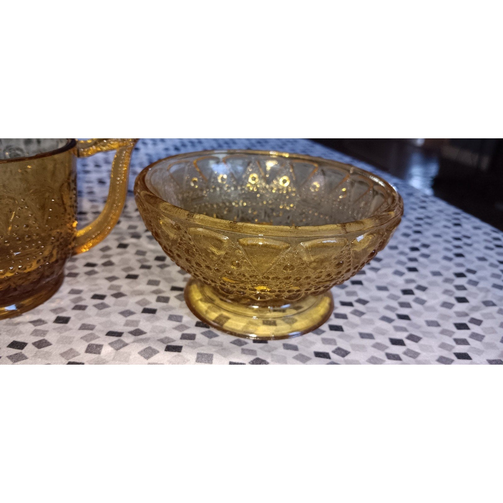 Amber Dessert Bowls And Sugar Bowl