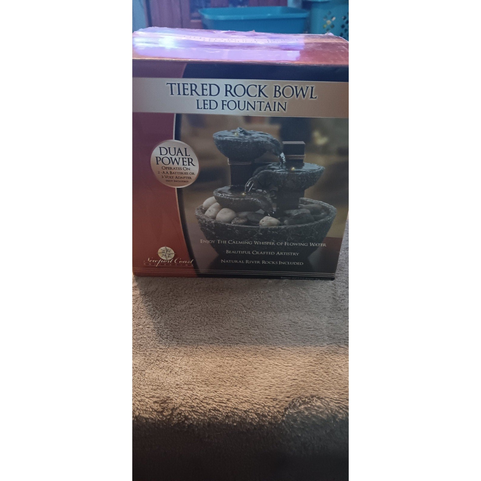 NIB Brand New Newport Coast Tiered Rock Bowl LED Fountain