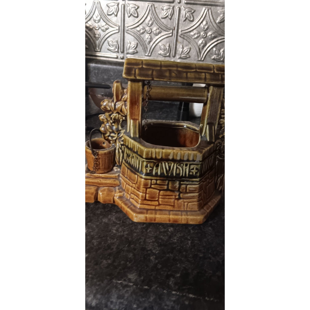 Vintage McCoy Glazed Pottery Wishing Well Planter, MCM